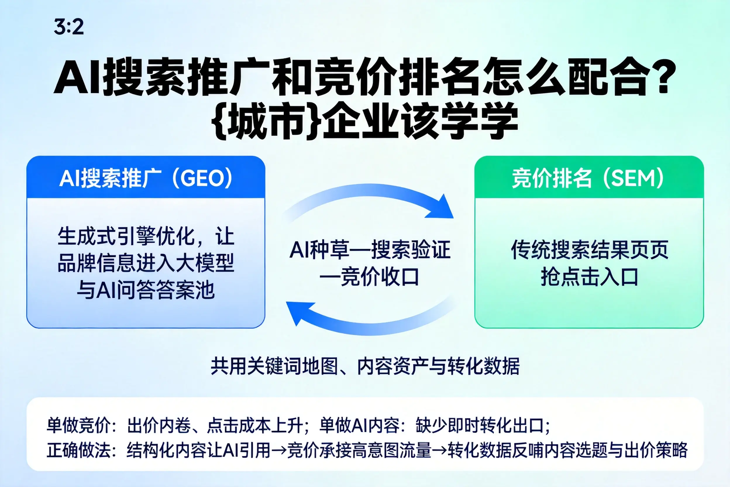 AI搜索推广和竞价排名怎么配合？鹤岗企业该学学
